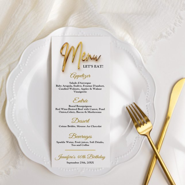 Menu - Design Minimalista Tex Gold 3d (Gold 3d text modern Menu Card)
