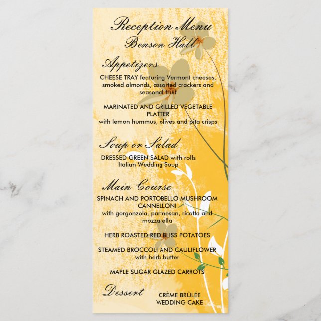 Menu design moderno floral dourado (Frente)