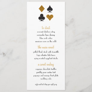 Menu Destino Las Vegas que Wedding o brilho Dourado do