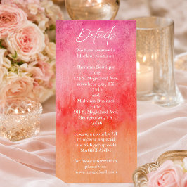 Menu Detalhes de Casamento em Aquarela Rosa Quente e La