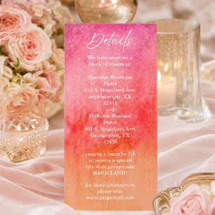 Menu Detalhes de Casamento em Aquarela Rosa Quente e La