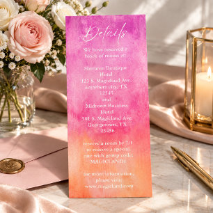 Menu Detalhes de Casamento em Aquarela Rosa Quente e La