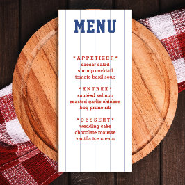 Menu Detalhes do Casamento com Pinstripe de Baseball