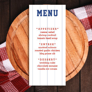 Menu Detalhes do Casamento com Pinstripe de Baseball