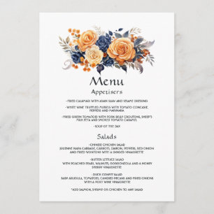 Menu Detalhes do Convidado de Casamento Floral de marin