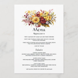 Menu Detalhes do convidado de casamento floral em Marro