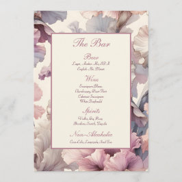 Menu do Bar de Casamento Floral Na moda Chic Blush