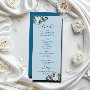 Menu do Bar Floral de Casamento Floral com Brilho