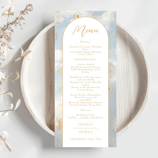 Menu do Boho Místico das Nuvens Azuis Celestiais (Criador carregado)