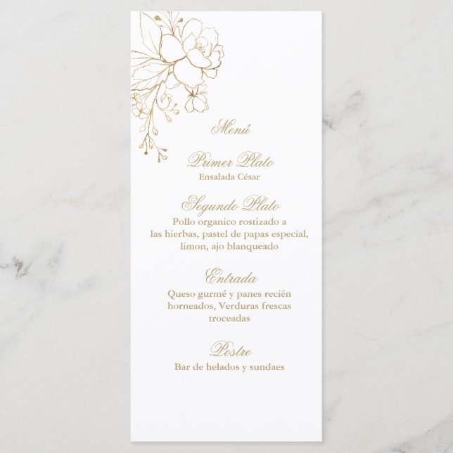 menu do bouquet de cor Dourada (Frente)