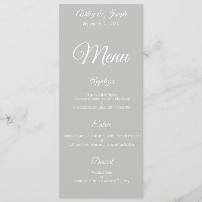 Menu do casamento - cinza (Frente)