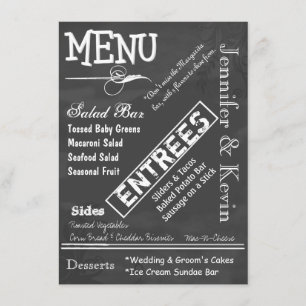 Menu do casamento da tipografia do conselho de giz