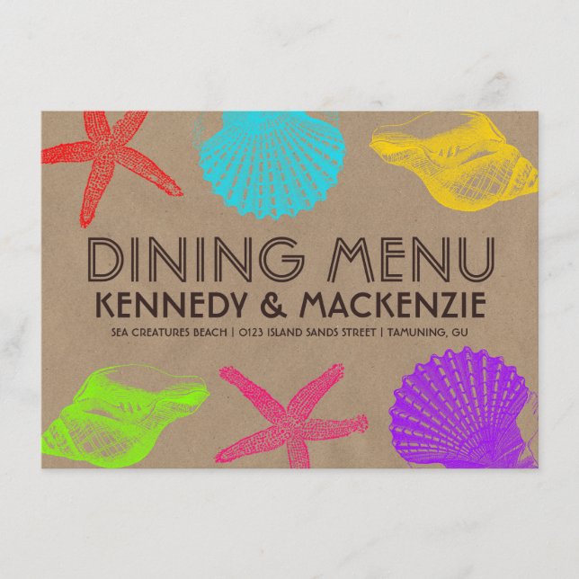 Menu do casamento do artesanato do litoral (Frente)