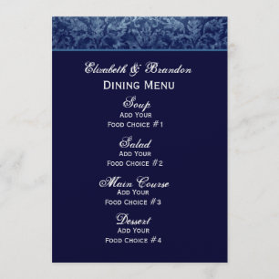 Menu do casamento do Grunge dos azuis marinhos