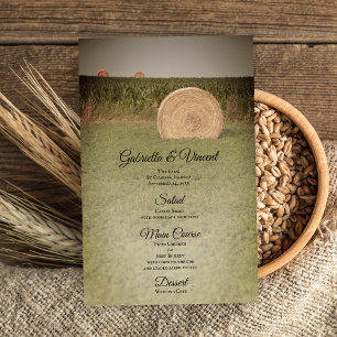 Menu do casamento do país dos pacotes de feno da