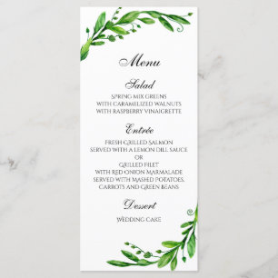 Menu do casamento do verão exterior. Menu verde d