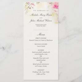 Menu do Casamento vintage Floral de Boho de Aquare