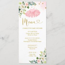 Menu do Chá de fraldas Ballerina Tutu, rosa e Dour