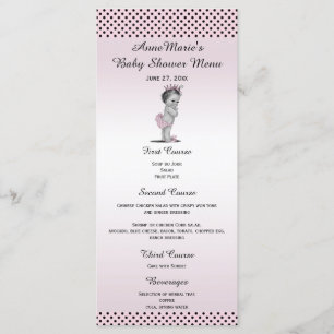 Menu do chá de fraldas da princesa bolinhas do