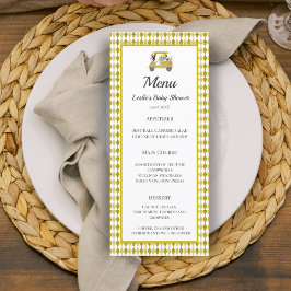 Menu do Chá de fraldas de Golfe do Elefante e Maca