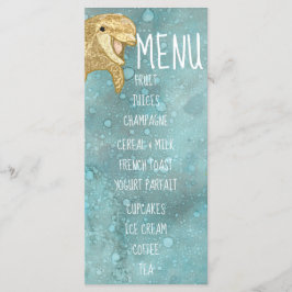 Menu do Chá de fraldas "Dolphin Baby Dourado"