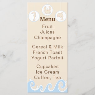 Menu do chá de fraldas "Sob o Mar Móvel"