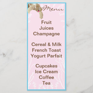 Menu do chá de fraldas "Tartaruga Rosa"