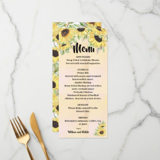 Menu do Chá de panela de Casamento Sunflower