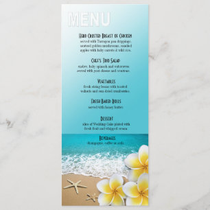 Menu do comensal da praia da estrela do mar do