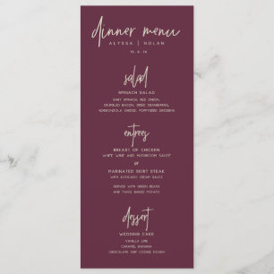 Menu do comensal de casamento