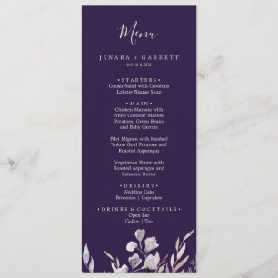 Menu do comensal de casamento da ameixa das