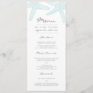 Menu do comensal de casamento da estrela do mar de