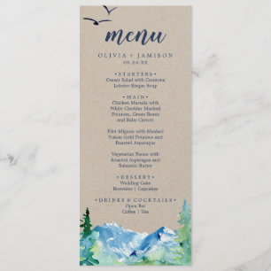 Menu do comensal de casamento da montanha rochosa