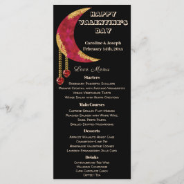 Menu do Dia do Namorados das Joias do Coração Verm