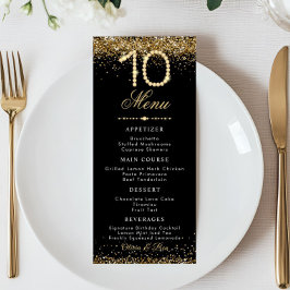 Menu do Jantar de 10º Aniversário Gold Diamonds Fl