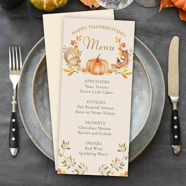 Menu do Jantar de Ação de Graças com Abóbora e Fol (Criador carregado)