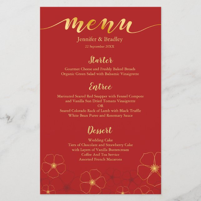 Menu do Jantar de Flores de Cerejeira Chinesas | C (Frente)