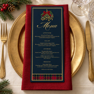 Menu do Jantar de Natal com Laço Vermelho no Xadre