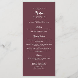 Menu do Janto Burgandy para Caligrafia de Casament