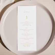 Menu do Janto de Casamento Dourado e Branco com Fo
