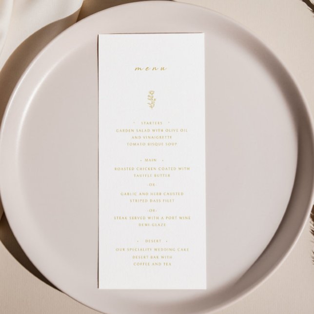 Menu do Janto de Casamento Dourado e Branco com Fo (Criador carregado)