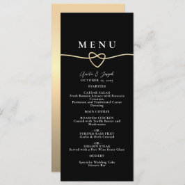 Menu do Janto de Casamento Negro Dourado Elegante