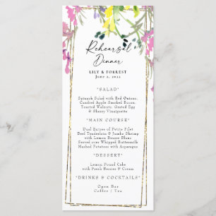 Menu do Janto de ensaio de flores silvestres color