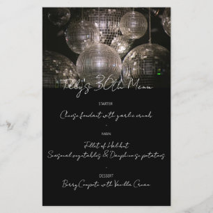 Menu do janto de festas de aniversários de bola de