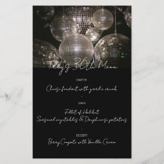 Menu do janto de festas de aniversários de bola de