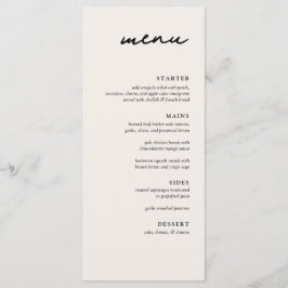 Menu do Janto Nupcial Moderno Elegante Cream & Bla