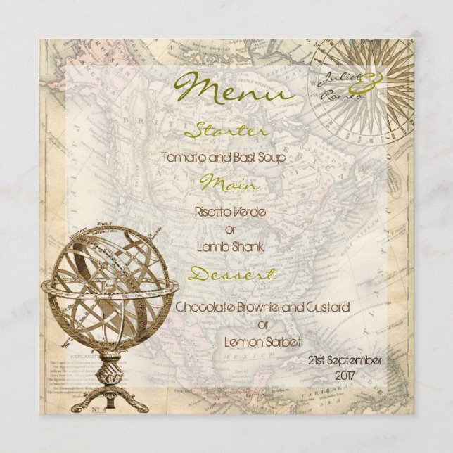 Menu do mapa do vintage (Frente)