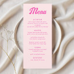 Menu do Partido do Bat Tropical Mitzvah, Rosa Pers<br><div class="desc">Encontrem seus hóspedes em estilo com esses menus de Bat Mitzvah,  cor-de-rosa tropical. A design apresenta folhas verdes de palma,  uma Estrela de David nas costas,  e um texto rosa personalizado para celebrar sua garota do Bat Mitzvah. Entre na Ferramenta Design Zazzle para fazer ajustes.</div>