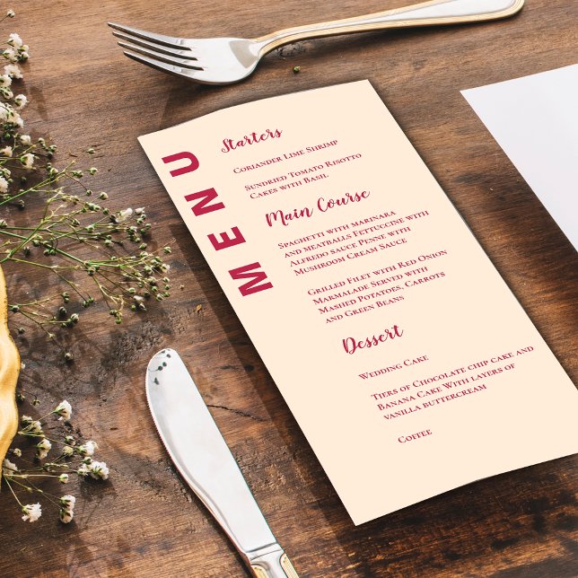 Menu do Partido Elegante de Casamento Contemporâne (Minimalist Contemporary Elegant Wedding Party Menu)