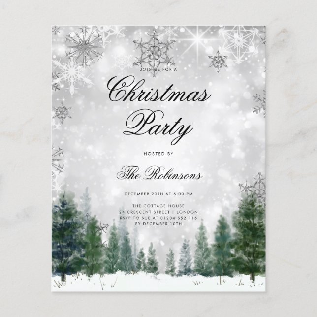 Menu do Programa Convite Silver Winter Wonderland (Frente)